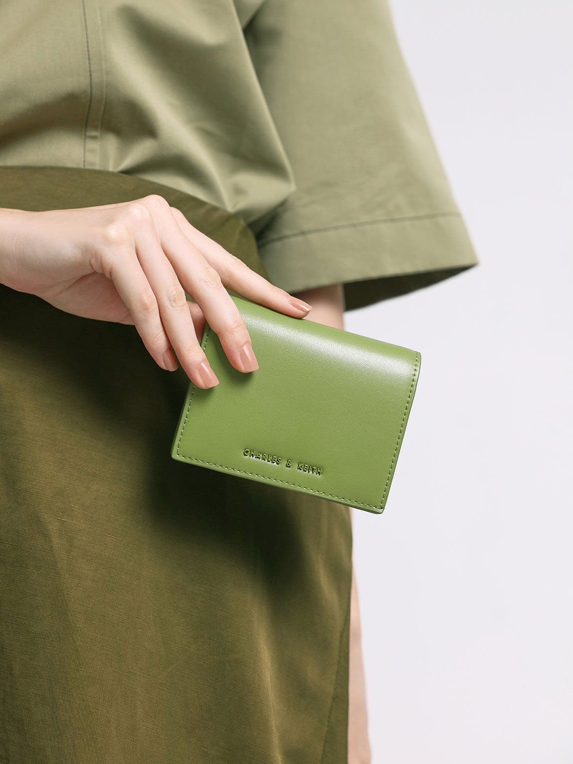 Snap Button Mini Short Wallet, Green, hi-res
