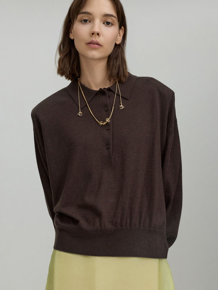 Fernley Flower Layered Necklace, Gold, hi-res