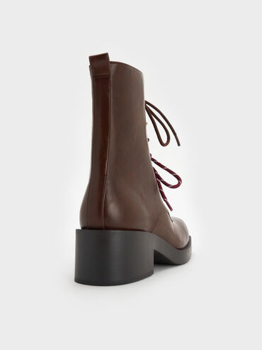 Logan Double-Lace Mid-Calf Combat Boots, Dark Brown, hi-res