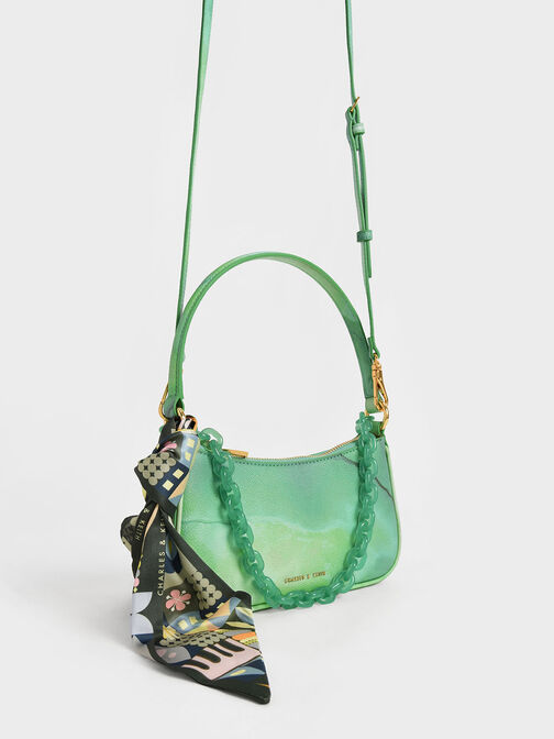 Alcott Scarf Chain-Link Shoulder Bag, Avocado, hi-res