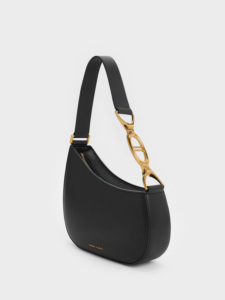 Asymmetrical Shoulder bag, Black, hi-res