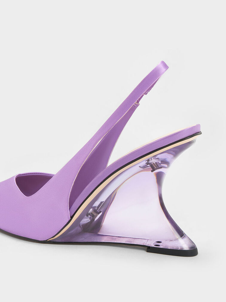 Reycled Polyester Sculptural Slingback Wedges, Purple, hi-res