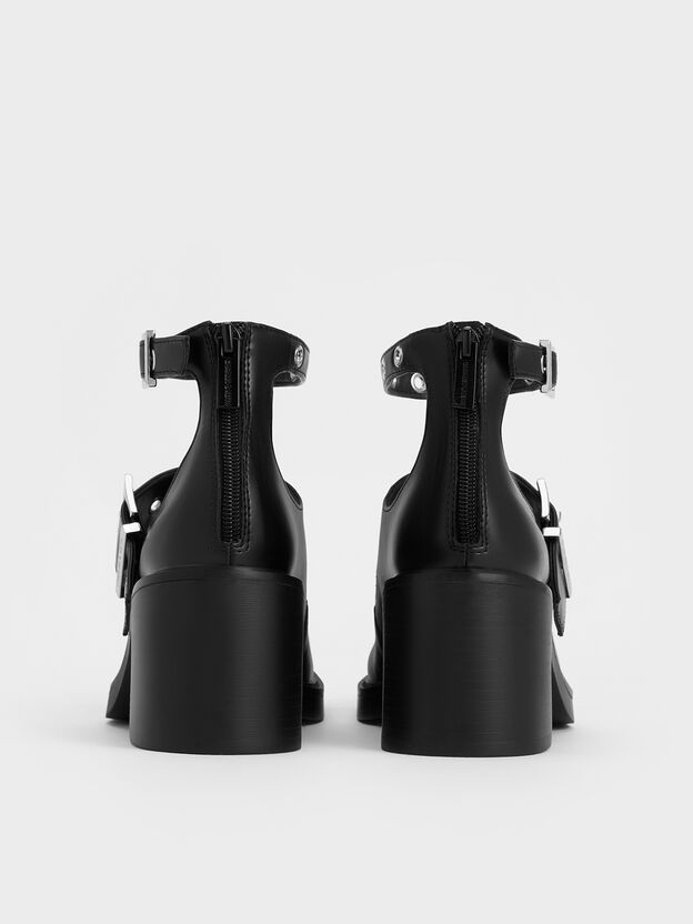 Grommet-Strap Mary Jane Pumps, Black, hi-res