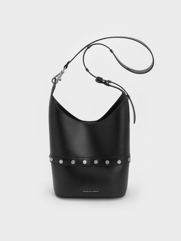Bobbie Studded Convertible Bucket Bag, Noir, hi-res