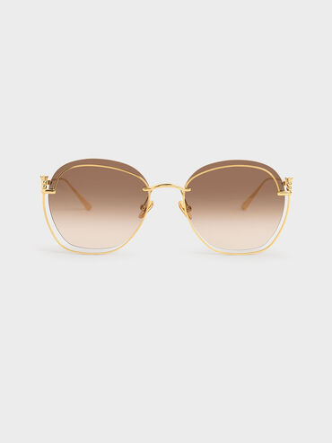 Cut-Out Butterfly Sunglasses, Gold, hi-res