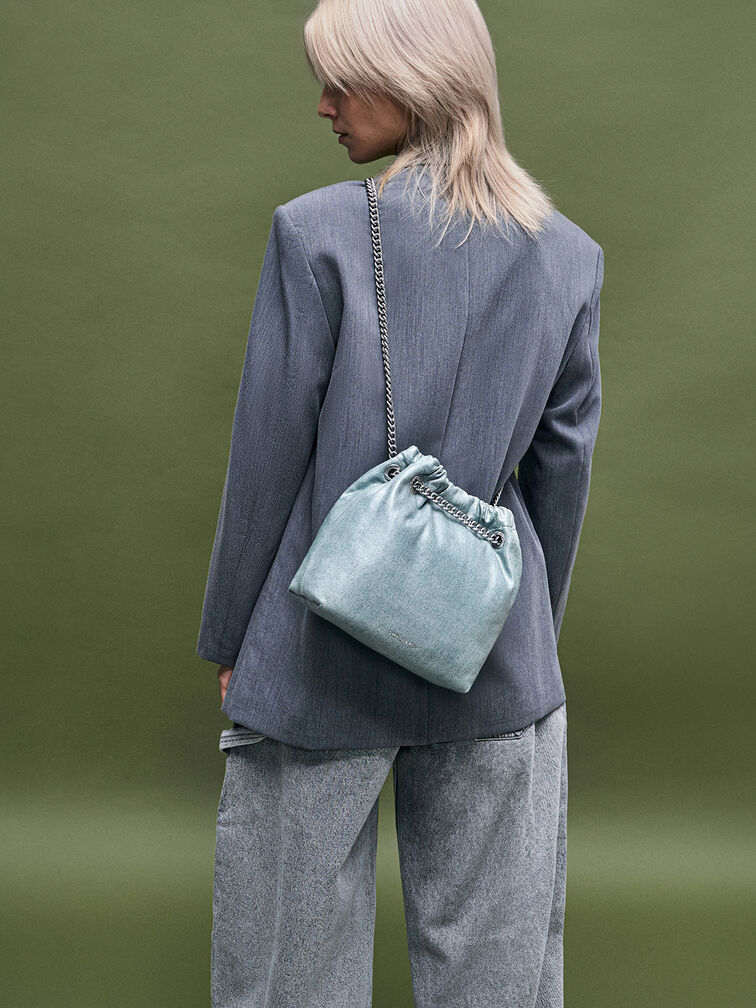 Caia Denim Chain-Handle Tote Bag, Denim Blue, hi-res