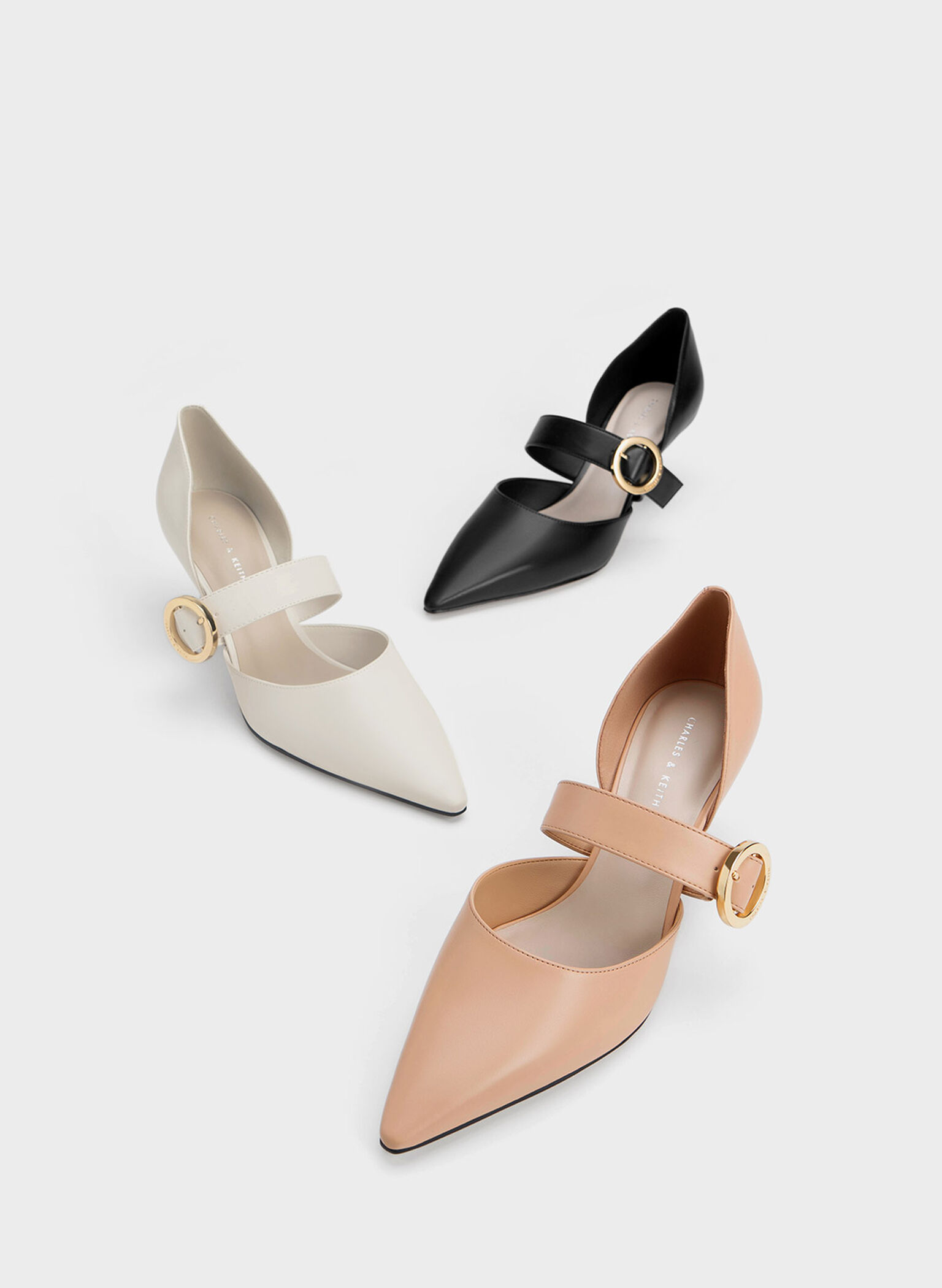 Buckled D'Orsay Pumps, Nude, hi-res