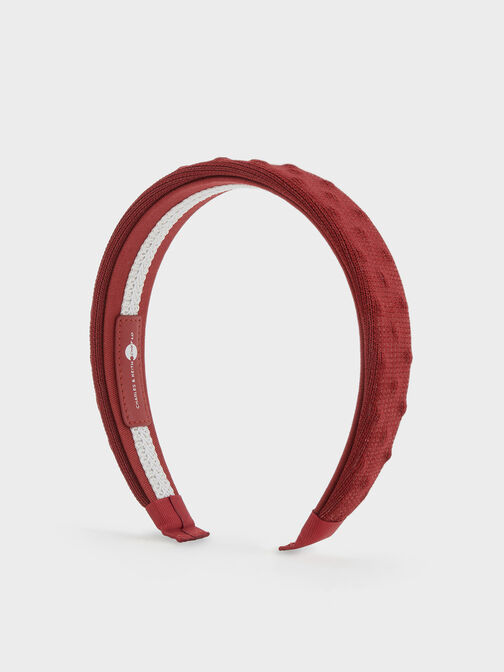 Spike Textured Headband, Red, hi-res