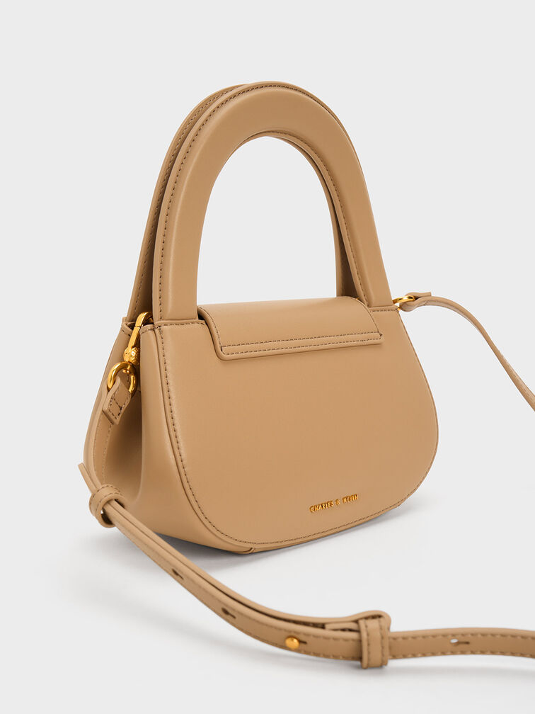 Bolso tote curvo con doble asa, Nude, hi-res