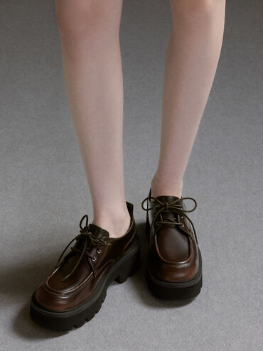 Griselda Ridged-Sole Derbys, Dark Brown, hi-res