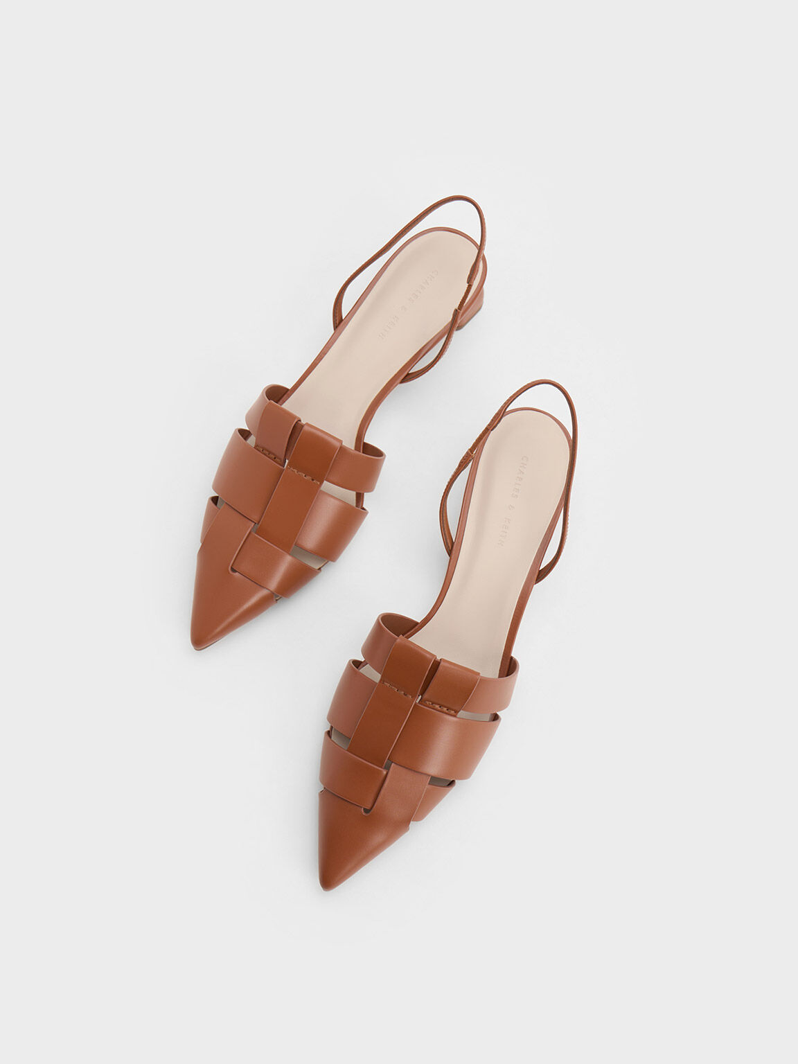 Interwoven Slingback Pumps, Cognac, hi-res