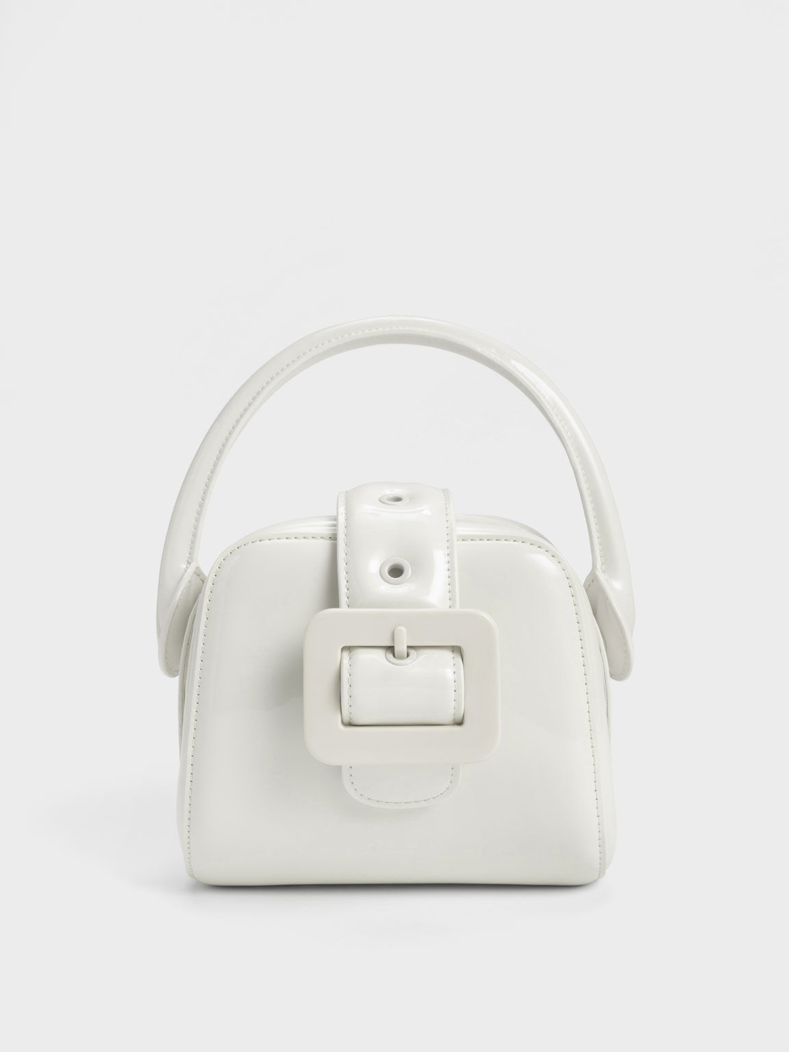 Lula Patent Belted Bag, Light Grey, hi-res