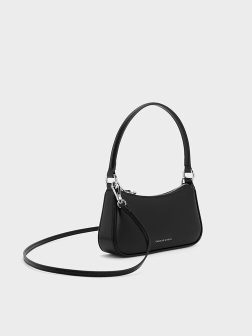 Curved Shoulder Bag, Noir, hi-res