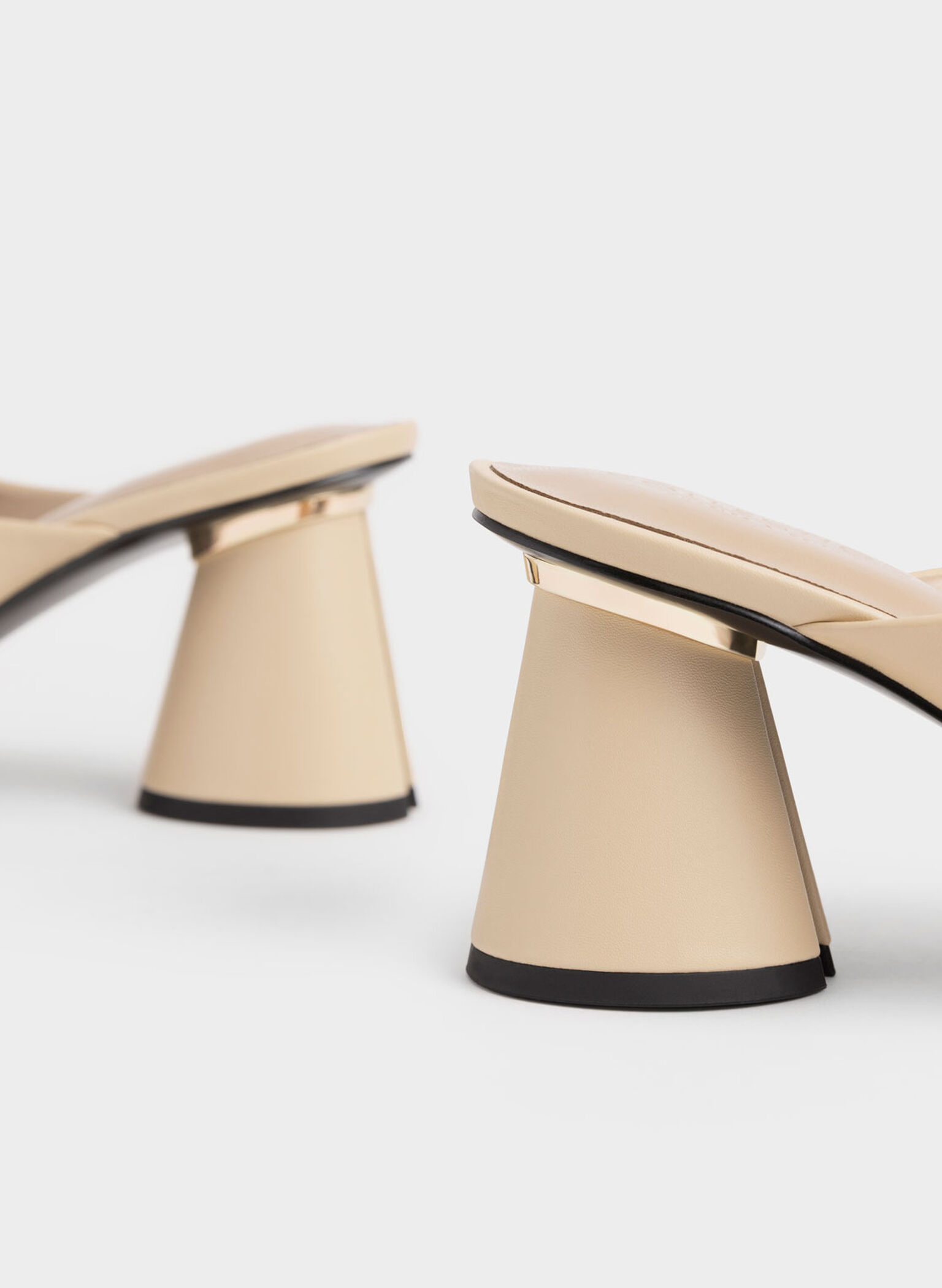 Medina Leather Cylindrical Heel Mules, Sand, hi-res