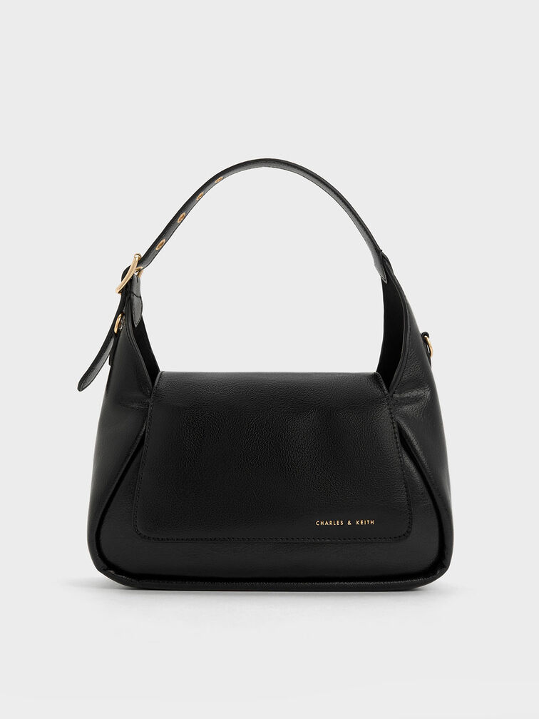 Charles & Keith - Women's Mini Buzz Hobo Bag, Black, S