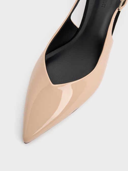 Luciana Patent Slingback Kitten Heels, Nude, hi-res