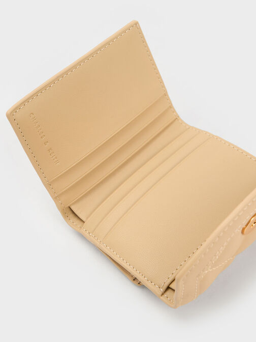 Este Quilted Belted Small Wallet, Beige, hi-res