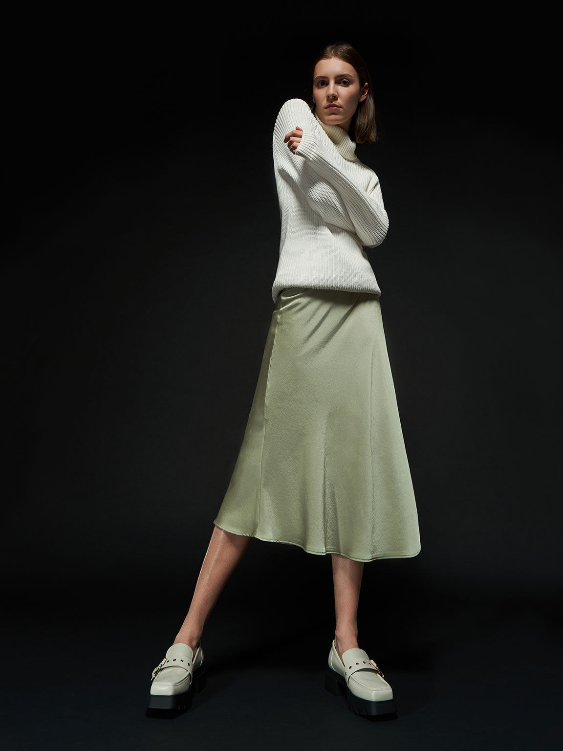 Fay Buckled Chunky Penny Loafers, Chalk, hi-res