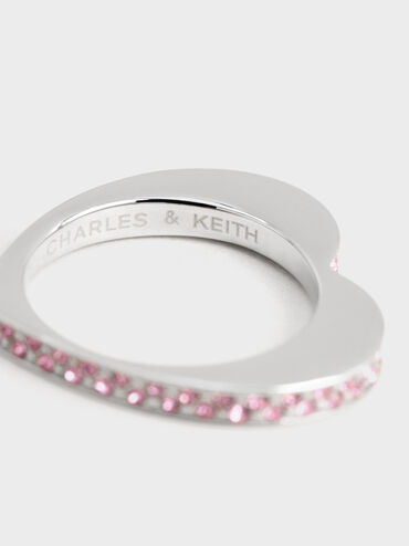 Malorie Crystal Heart Ring, Silver, hi-res