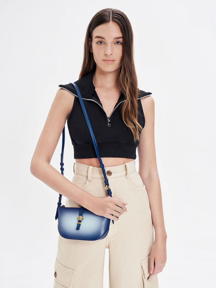 Trudy Ombre Belted Geometric Bag, Navy, hi-res