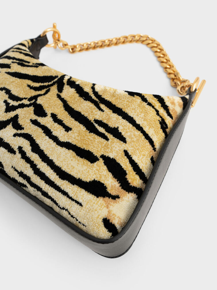 Minta Tiger Print Chain-Link Hobo Bag, Multi, hi-res