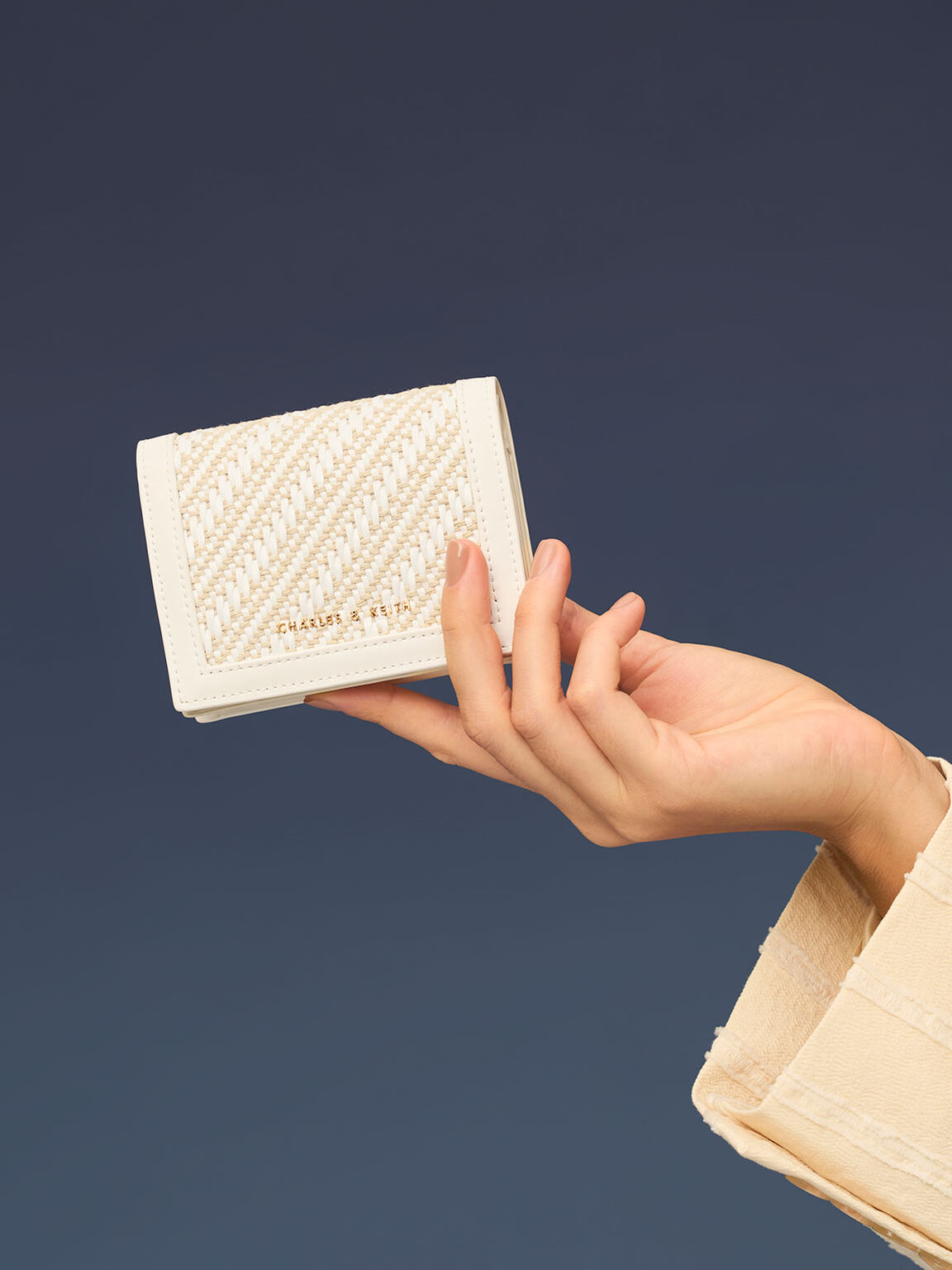 Snap Button Mini Short Wallet, White, hi-res