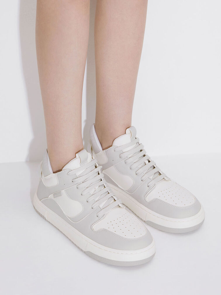 Zapatillas Deportivas de Plataforma en Dos Tonos, Gris claro, hi-res