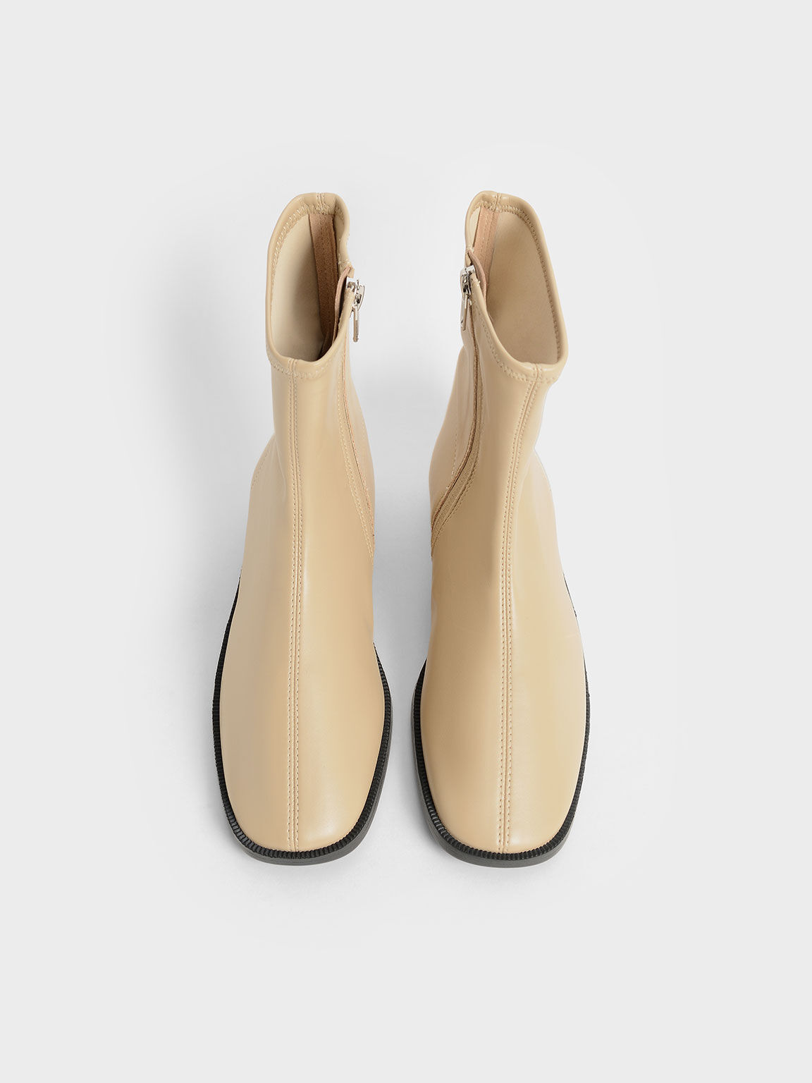 Girl's Zip-Up Ankle Boots, Sand, hi-res