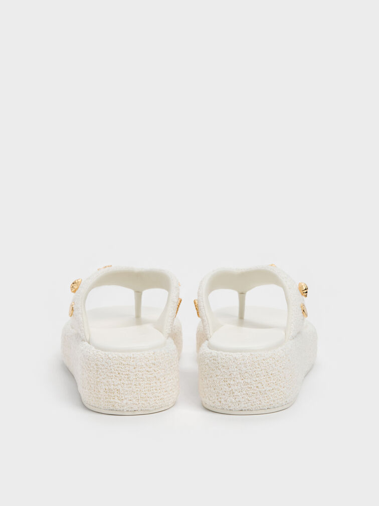 海洋風毛呢夾腳拖鞋, 石灰白, hi-res