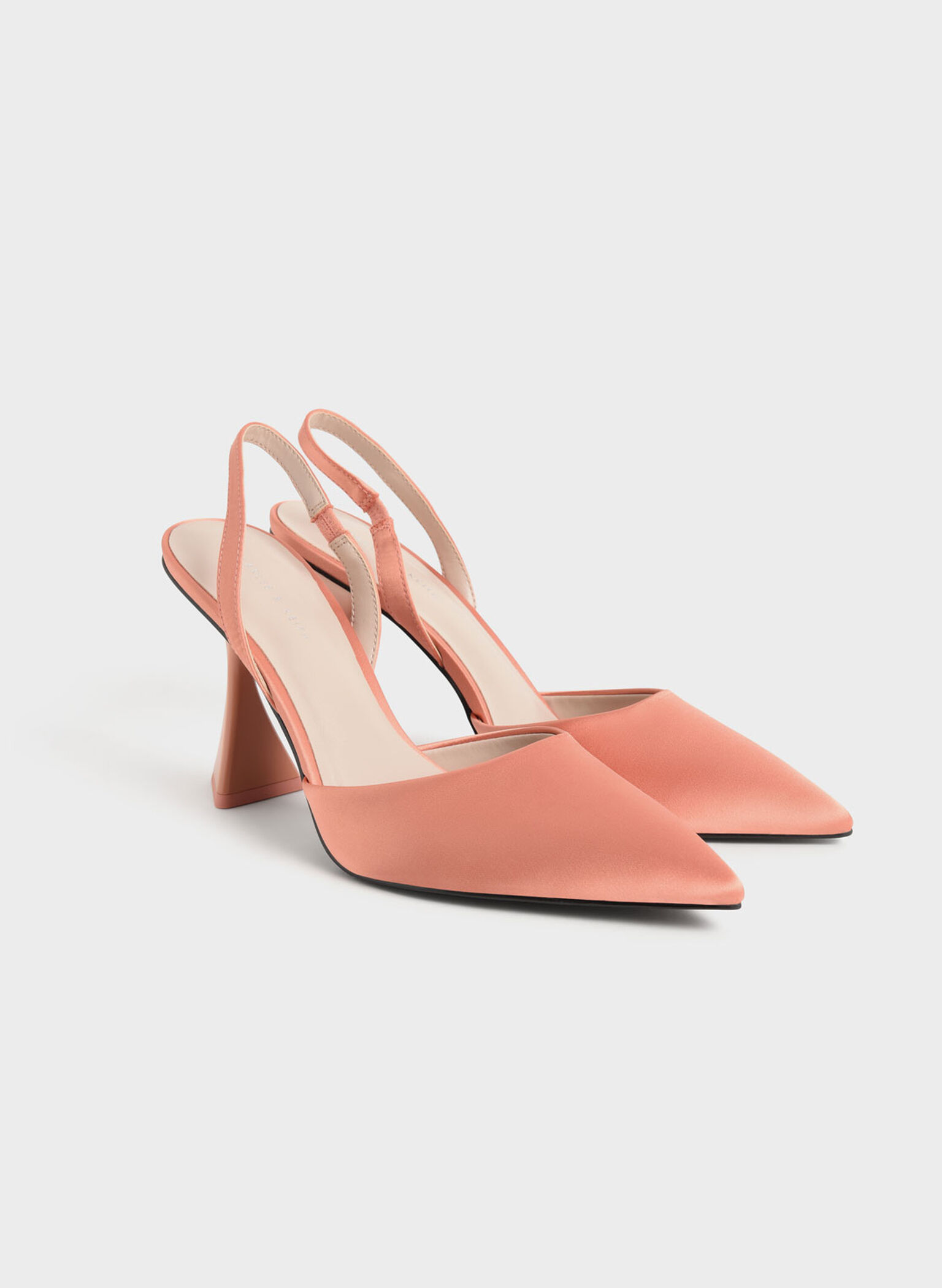 Recycled Polyester Slingback Pumps, Peach, hi-res