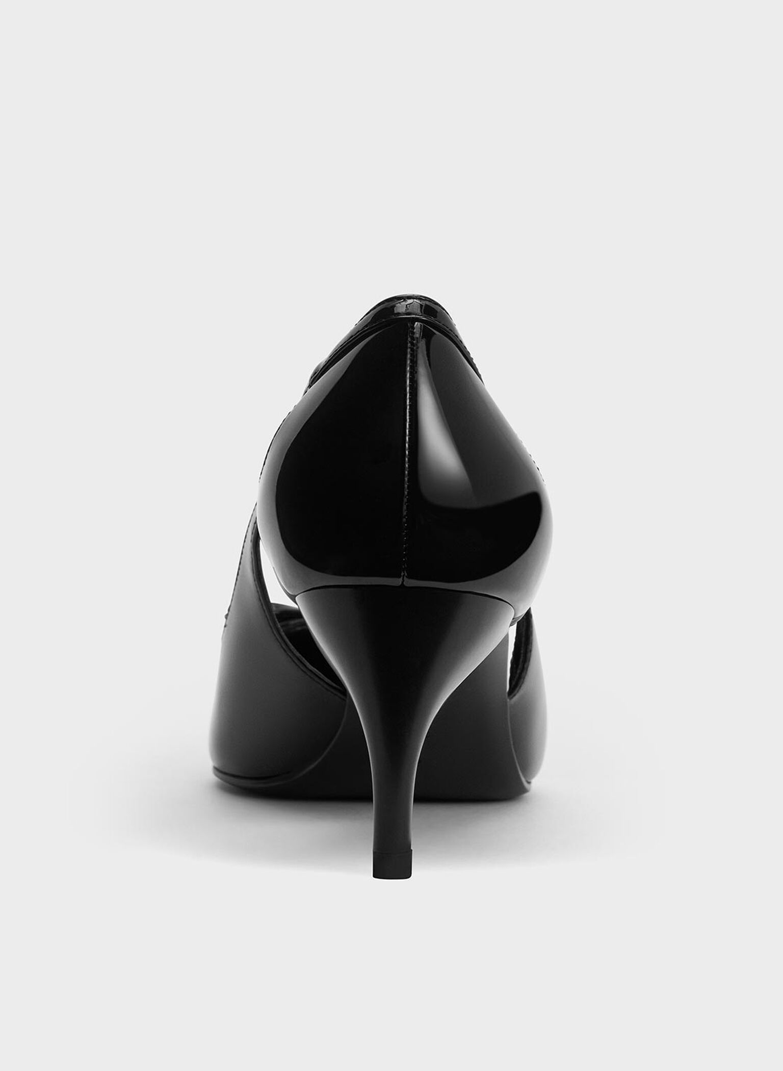 Patent Cut-Out Bow Kitten-Heel Pumps, Black Patent, hi-res
