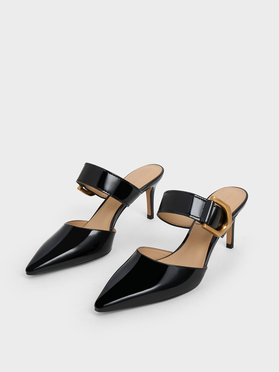Black patent leather mules cheap