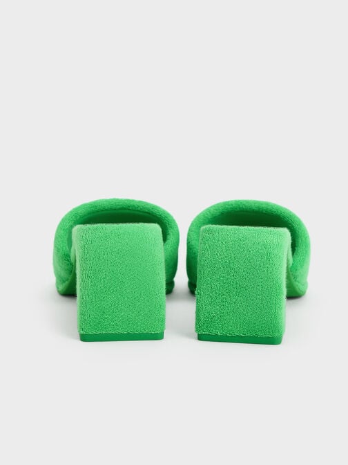 Loey 毛巾布高跟拖鞋, 綠色, hi-res