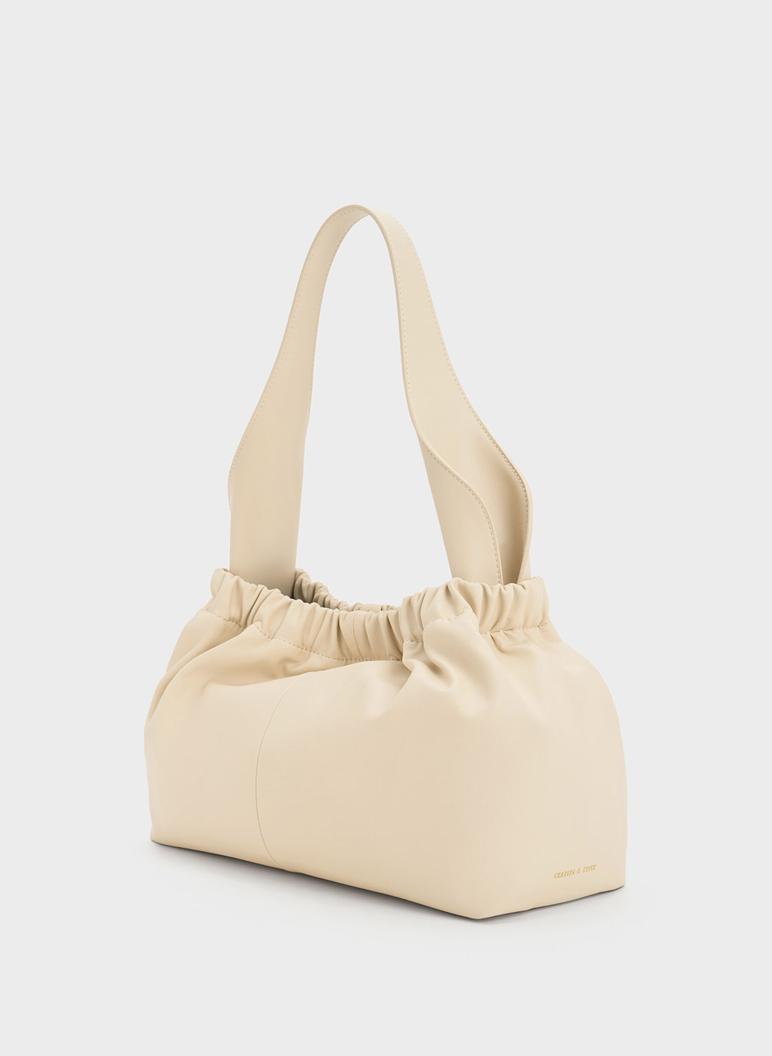 Large Ally Ruched Slouchy Bag, Beige, hi-res