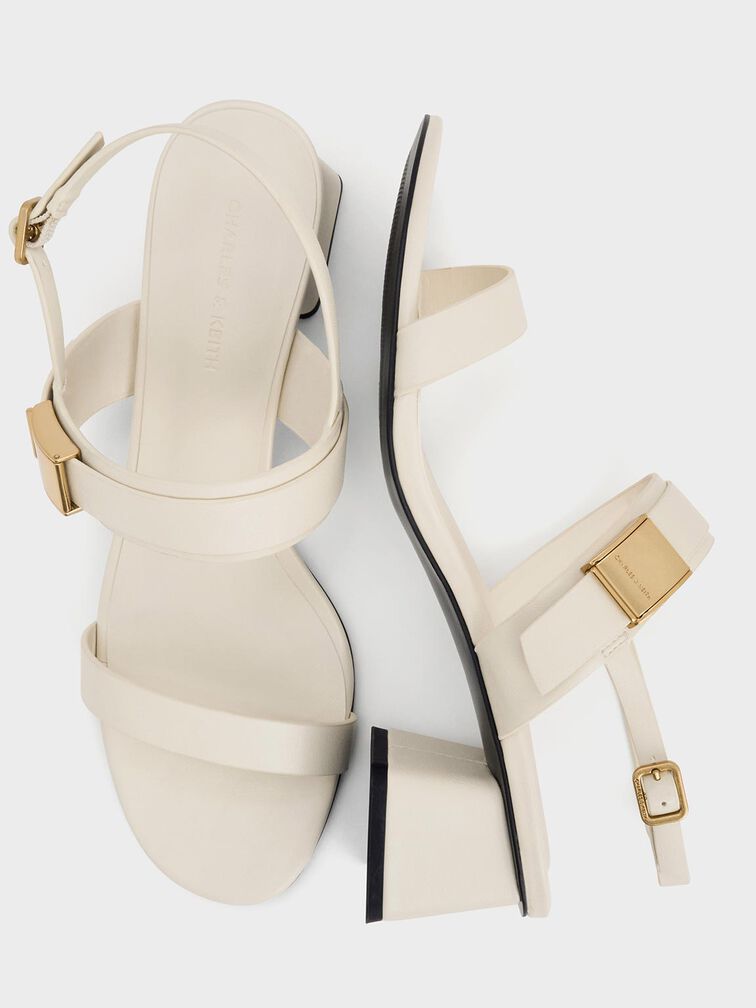 Sandalias de tacón Yvette de doble correa, Blanco tiza, hi-res
