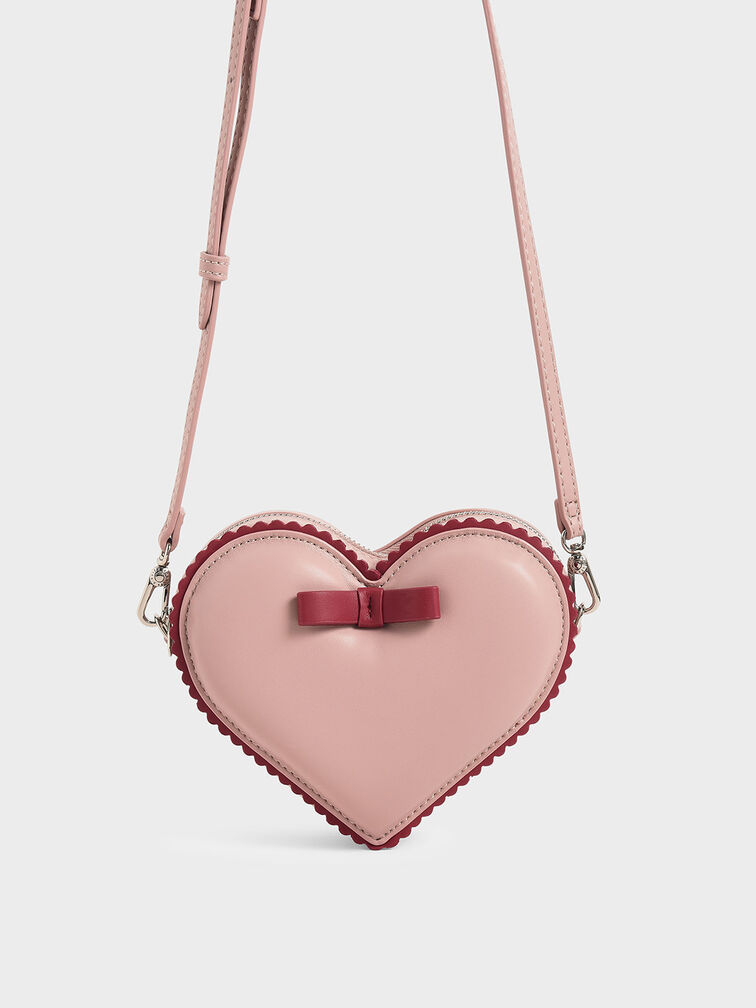 Heart-Shaped Crossbody Bag, Pink, hi-res