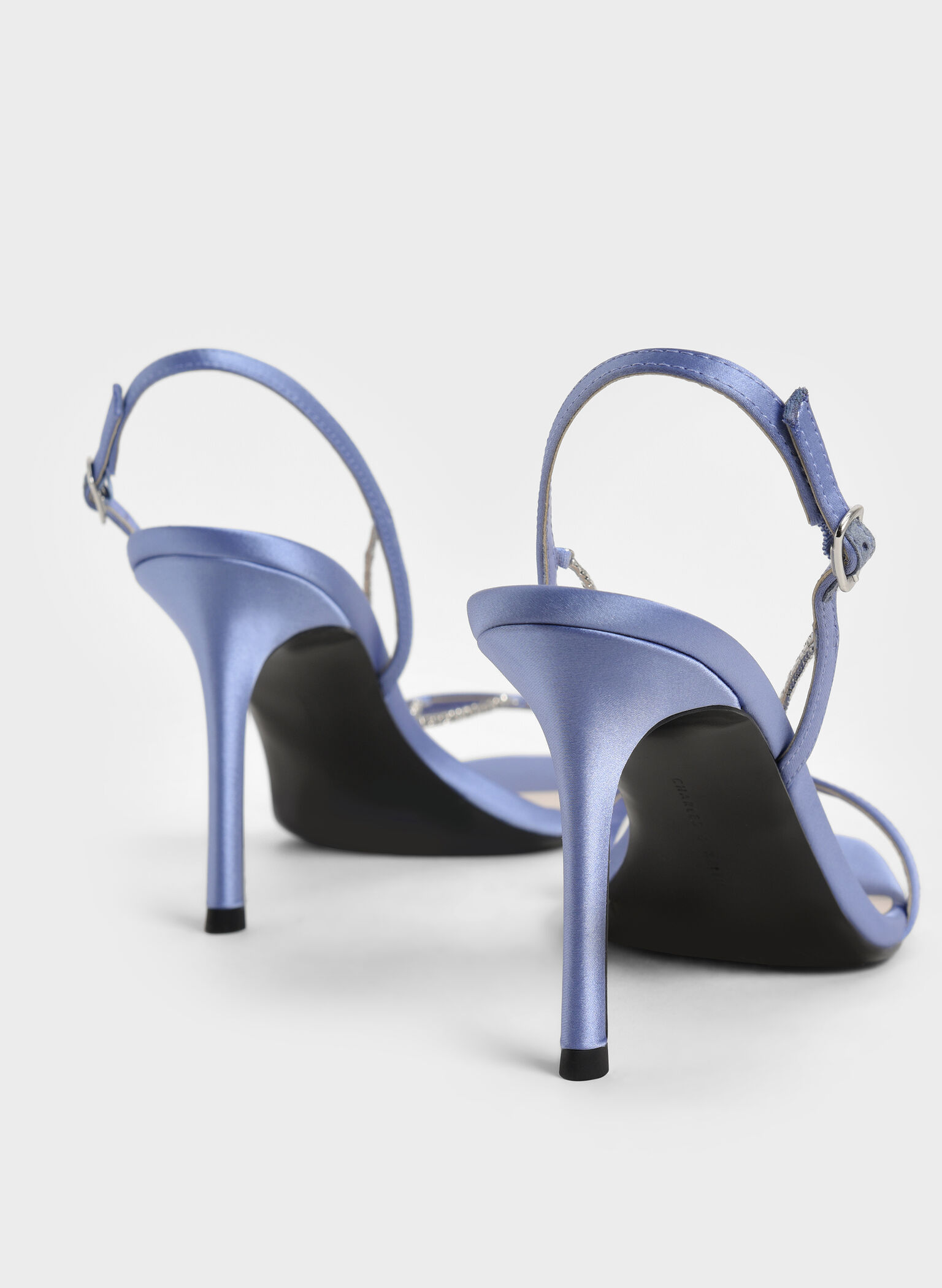 Blue Adel Recycled Polyester Gem-Strap Stiletto Sandals - CHARLES ...