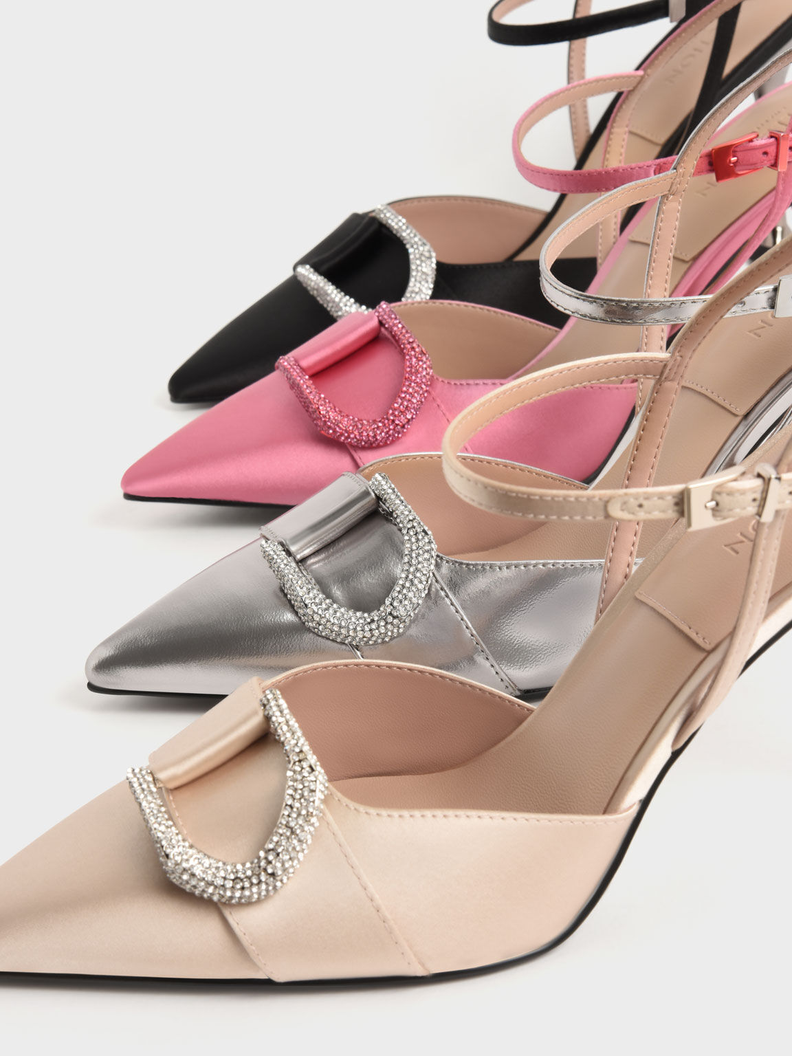 Gabine Gem-Embellished Back Strap Pumps, Black, hi-res
