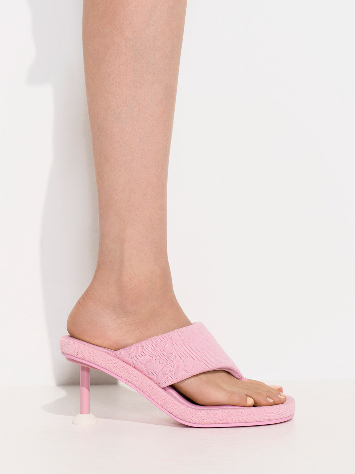 Noemi Knitted Spool Heel Sandals, Pink, hi-res