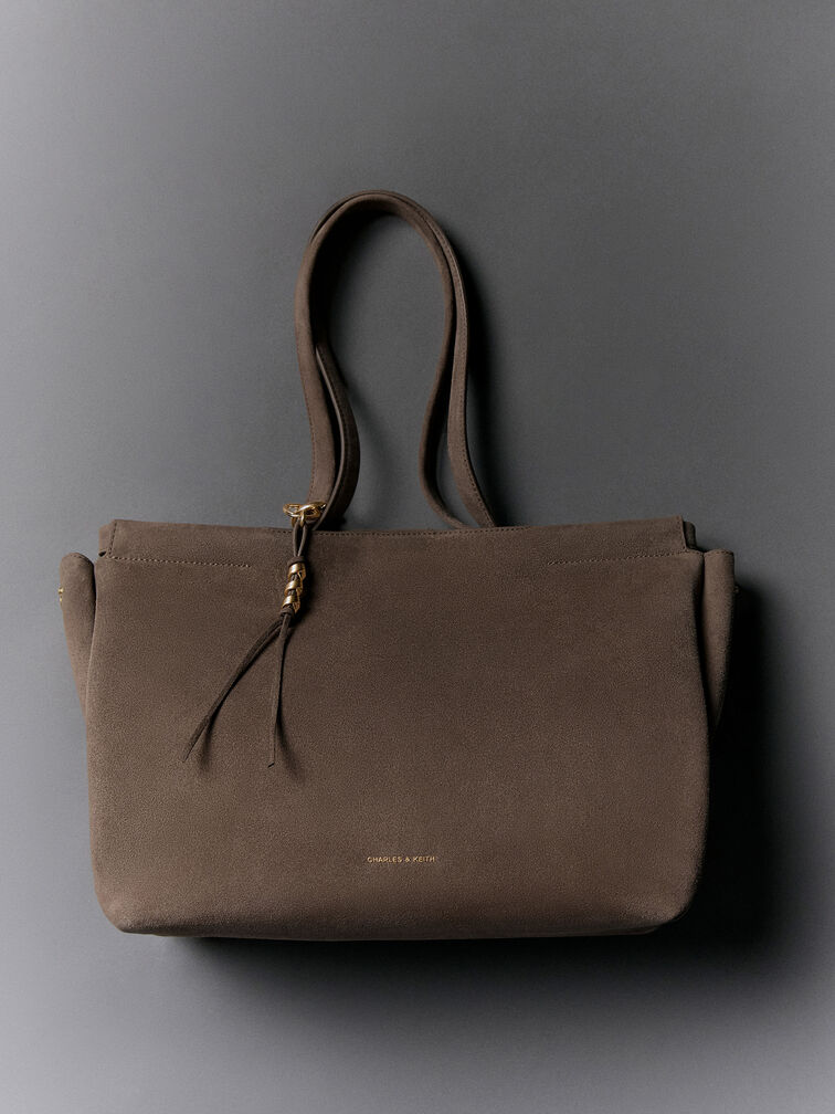 XL Zephyr Tassel Tote Bag, Stone Grey, hi-res