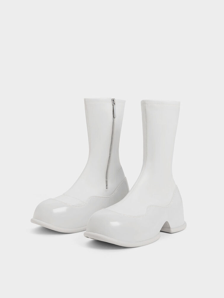 Pixie Patent Calf Boots, White, hi-res