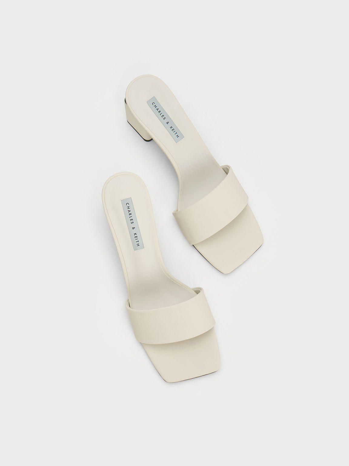 Square Block Heel Mules, Chalk, hi-res
