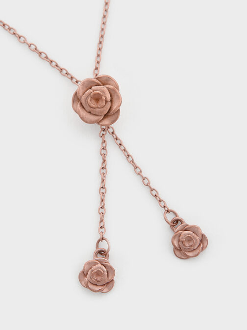 Rosalind Flower-Motif Necklace, Brushed Rose Gold, hi-res