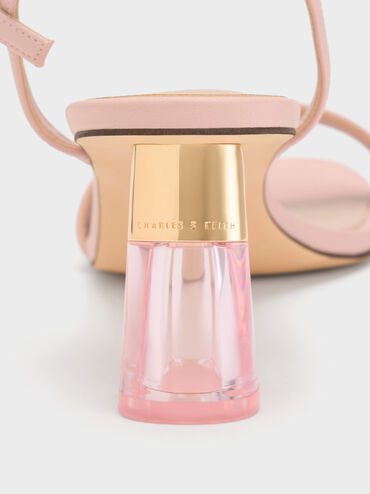 Oleana Clear Trapeze Heel Sandals, Blush, hi-res