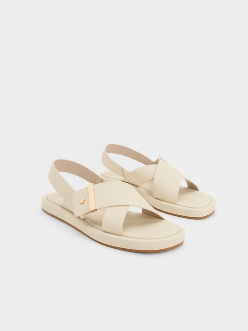 Crossover Back Strap Sandals, Chalk, hi-res