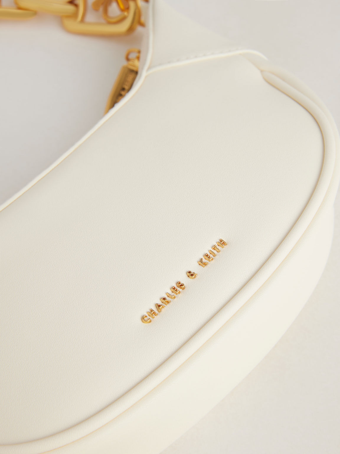 Shalia Chain-Handle Moon Bag, Cream, hi-res