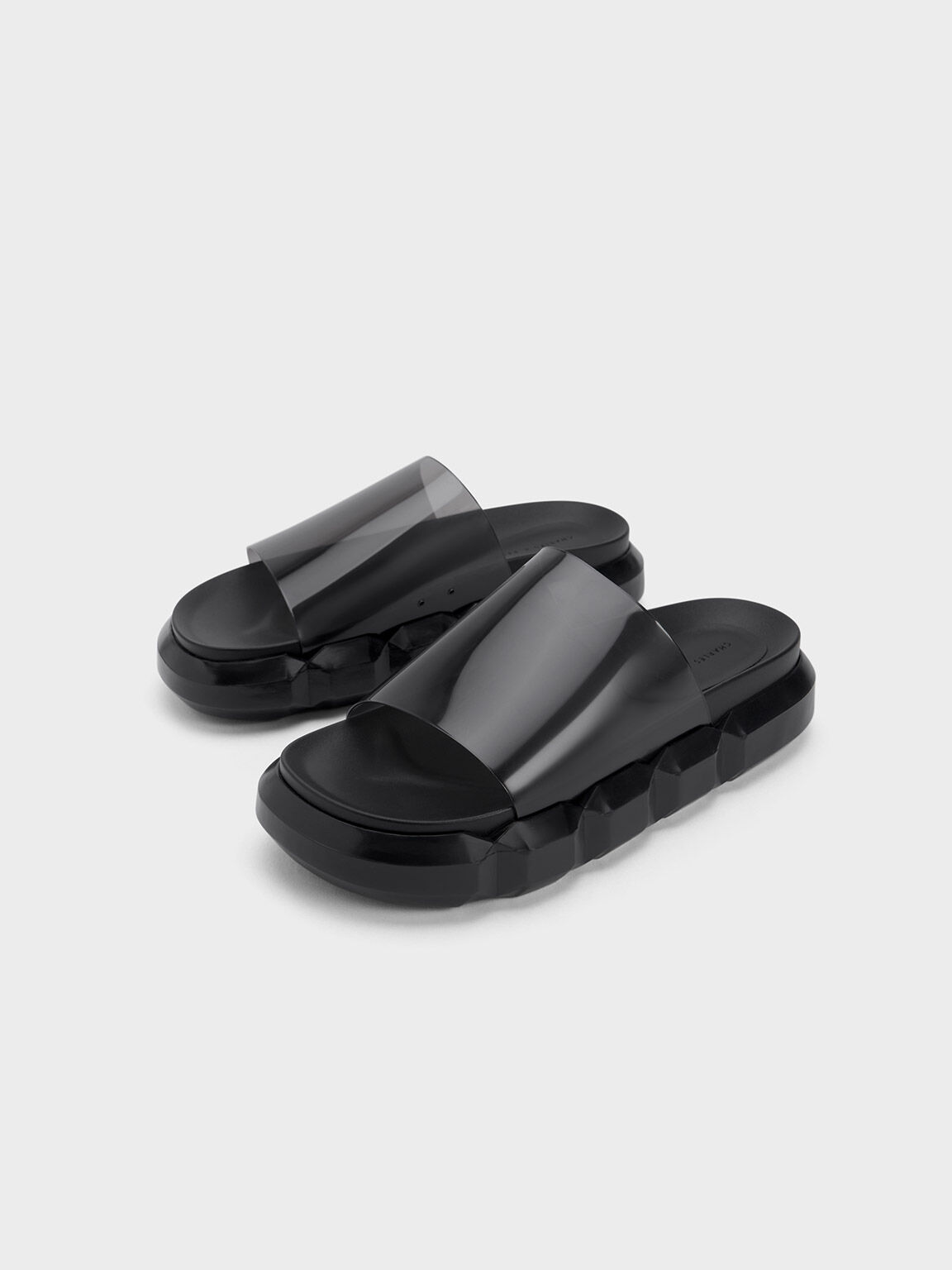 Fia See Through Slide Sandals Black