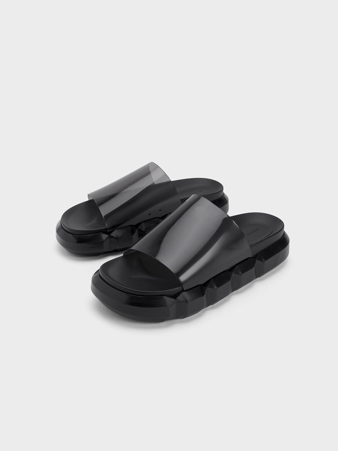 Fia See-Through Slide Sandals, Black, hi-res