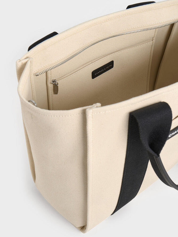 Bolso tote Kay grande de lona, Multicolor, hi-res