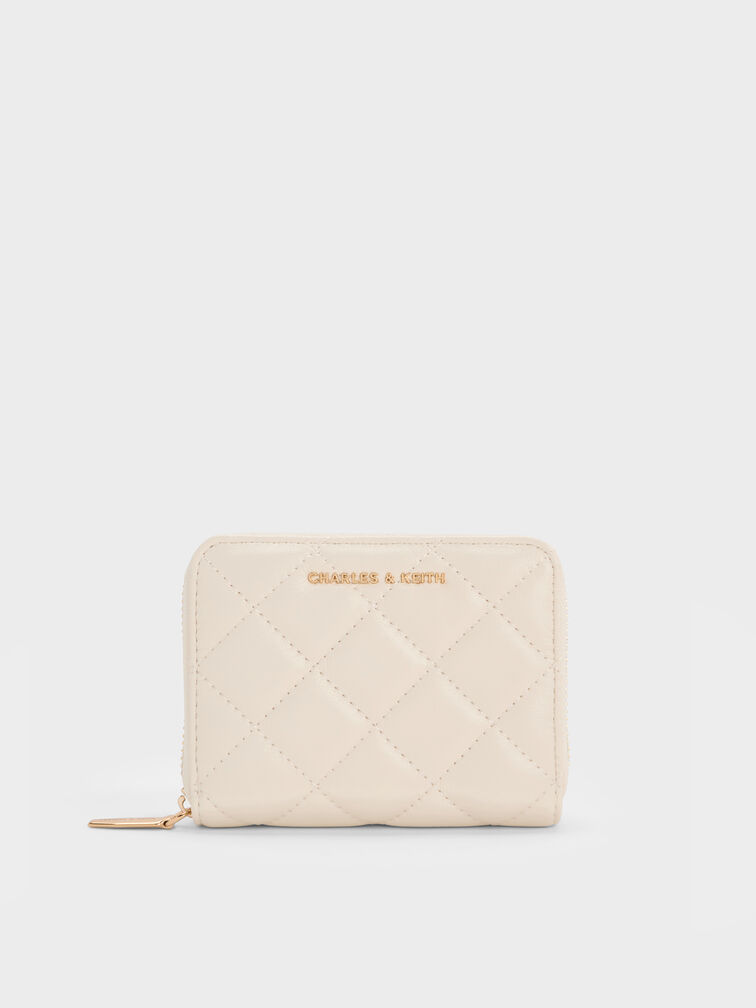 Alva Quilted Zip-Around Wallet, Cream, hi-res